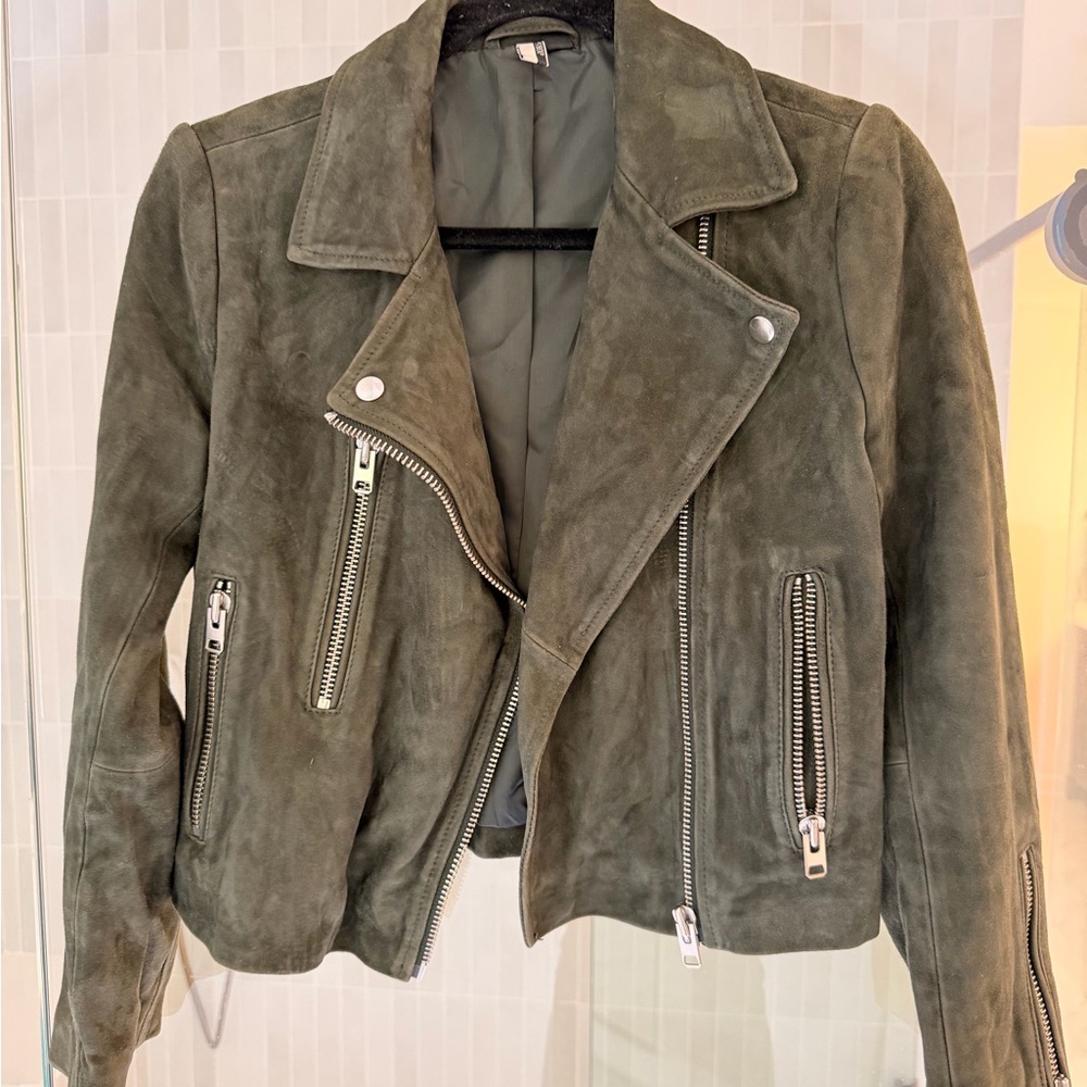 Topshop dark green Suede Women's Jacket